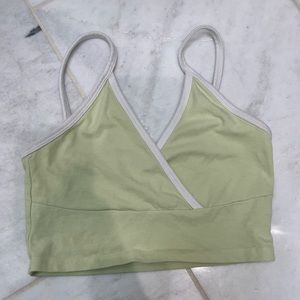 Brandy Melville crossover crop tank green/white